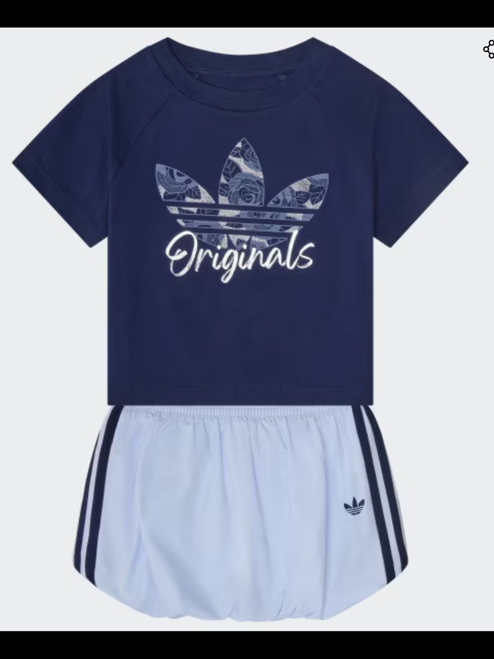 Adidas Baby Girl Originals Navy Tee & Light Blue Bubble Skirt Set..12 Mos